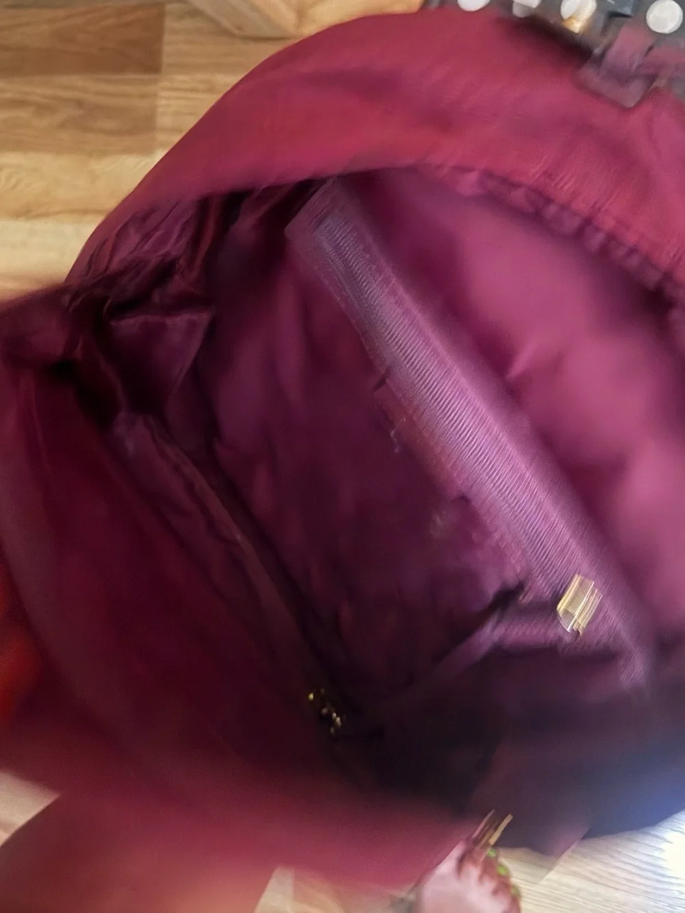 Michael Kors Burgundy Nylon Backpack with Gold Hardware
